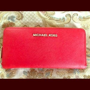 Michael Kors Coral Zippered Wallet
